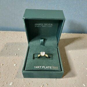 SIMPLY SILVER Heart Shaped 14kt Plated Ring Size 7 NEW NIB